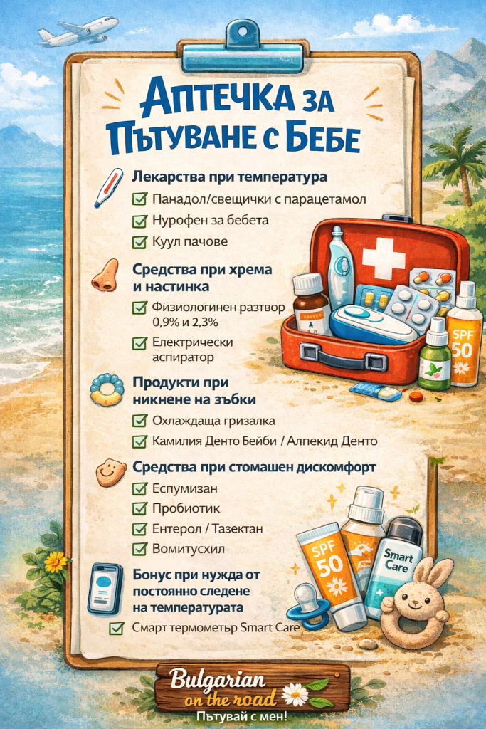 Списък на лекарства за аптечка за пътуване с бебе